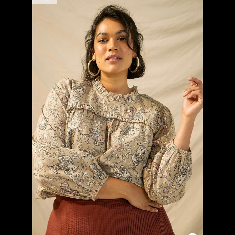 NWT Anthropologie Let Me Be Maple Ruffled Blouse